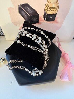 Brighton Charleston Wrap Around Silver and Pearl Necklace- retired